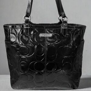 Coach Black Patent Leather Embossed Tote